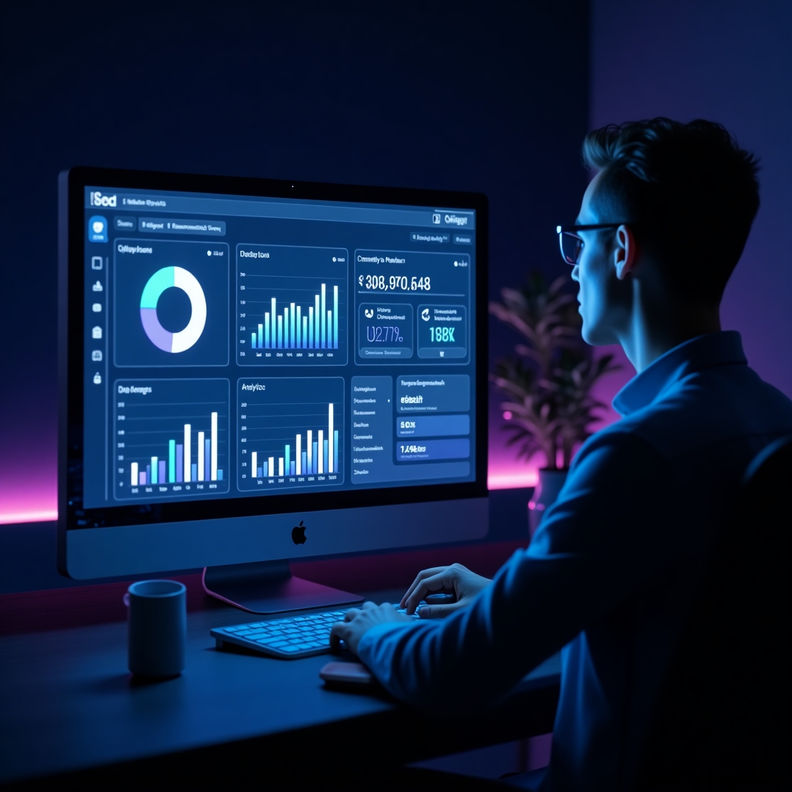 AI-powered web design dashboard with analytics, dynamic website preview, and personalization features for digital marketing 2025.
